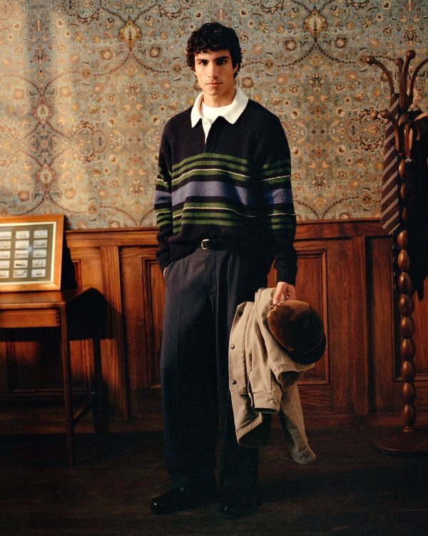 Rugby Sweater Polo, Navy Stripe view 2