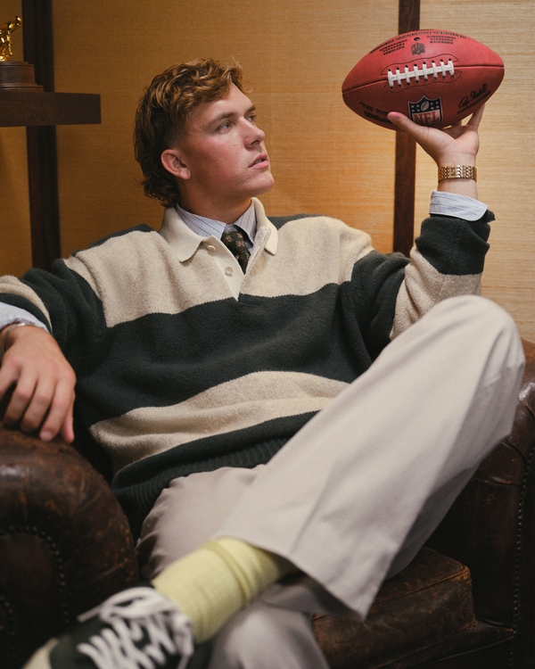 Rugby Sweater Polo, Green Stripe view 1