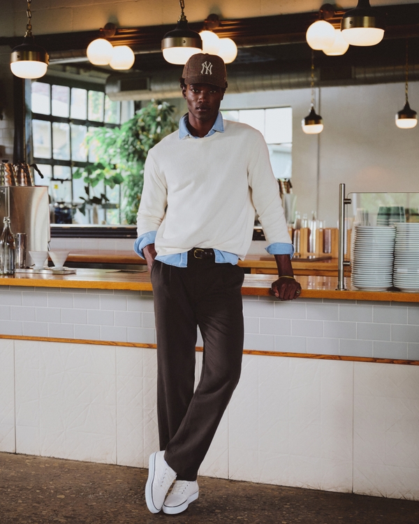 100% Cotton Long-Sleeve Sweater, Cream view 2