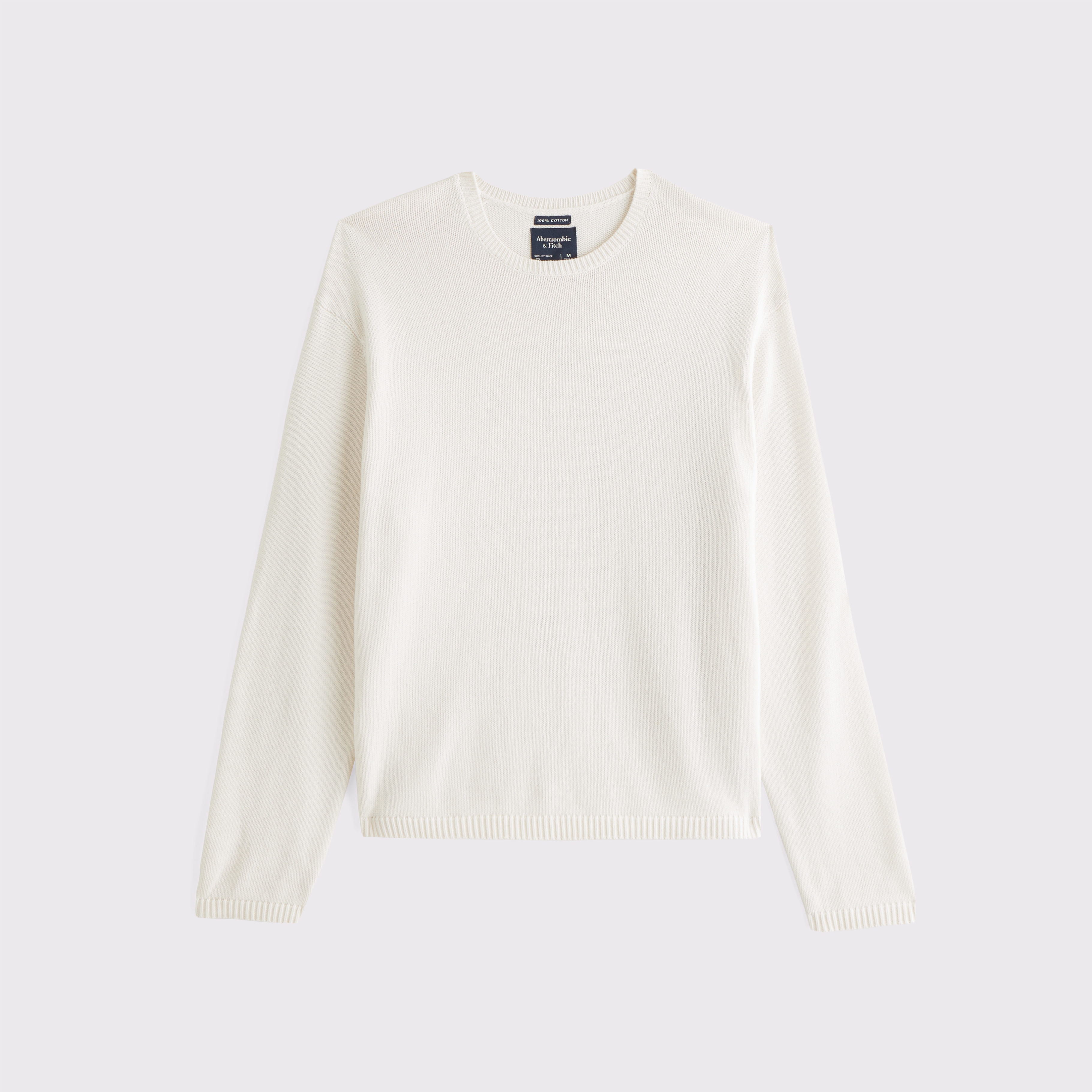 Мужской свитер Abercrombie & Fitch 100% Cotton Long-Sleeve Sweater, цвет: Кремовый — фото 1