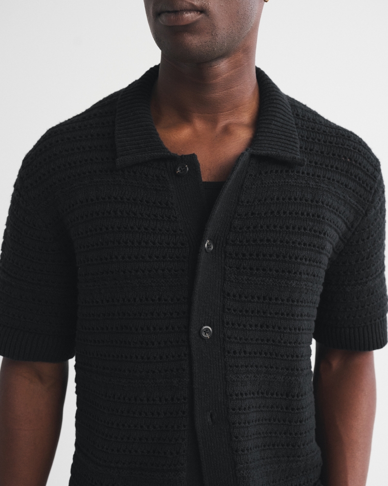 100% Cotton Crochet-Style Button-Up Shirt - thumbnail 3