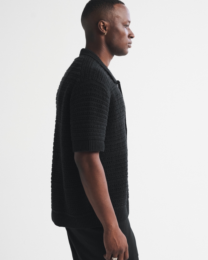 100% Cotton Crochet-Style Button-Up Shirt - thumbnail 4