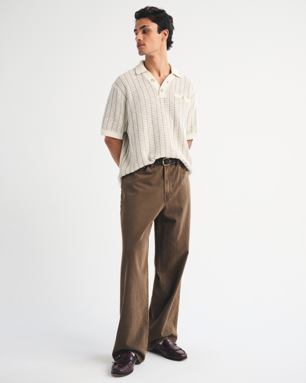 100% Cotton 2-Button Sweater Polo, Pale Gray view 2