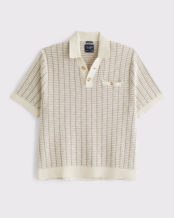 100% Cotton 2-Button Sweater Polo, Pale Gray view 1
