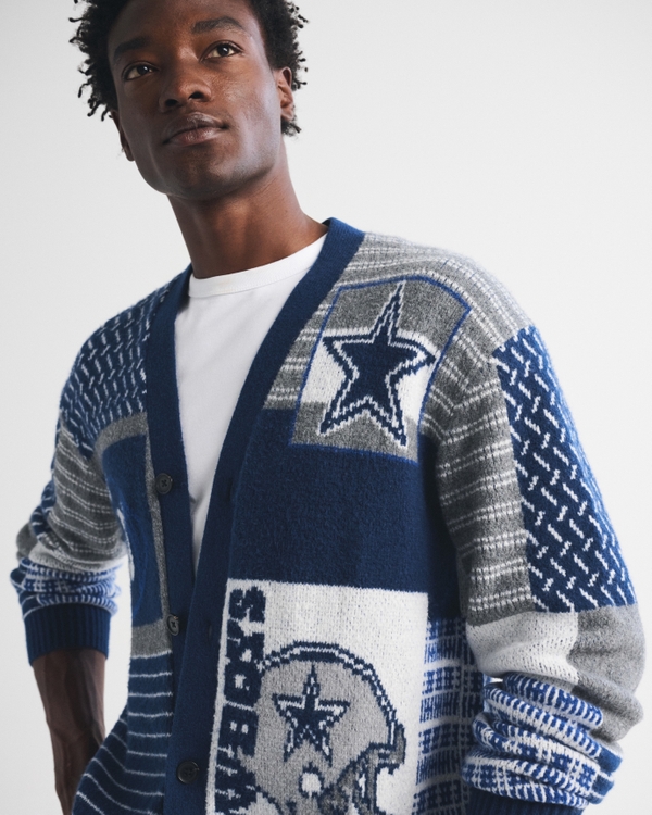 Dallas Cowboys Patchwork Cardigan, Navy-cowboys view 1