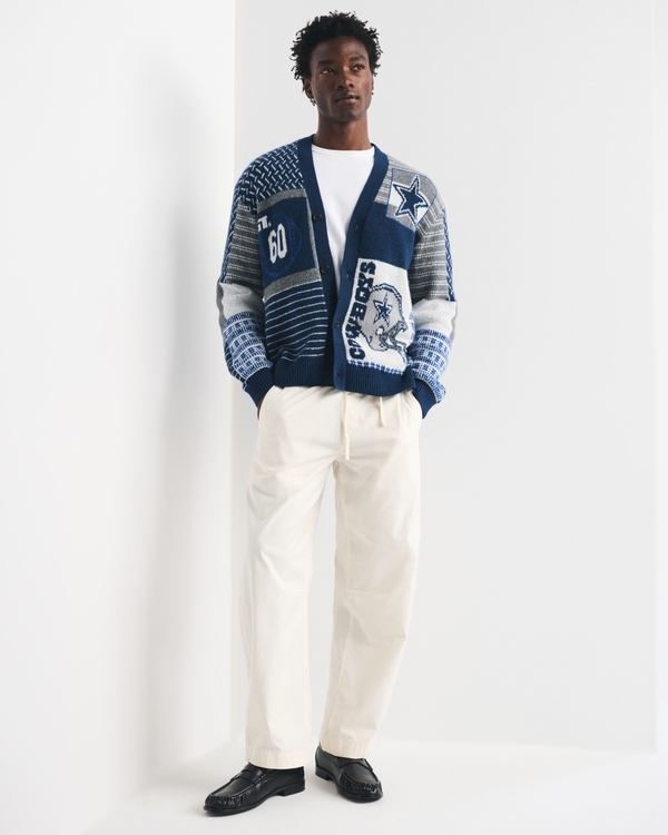 Dallas Cowboys Patchwork Cardigan, Navy-cowboys view 2