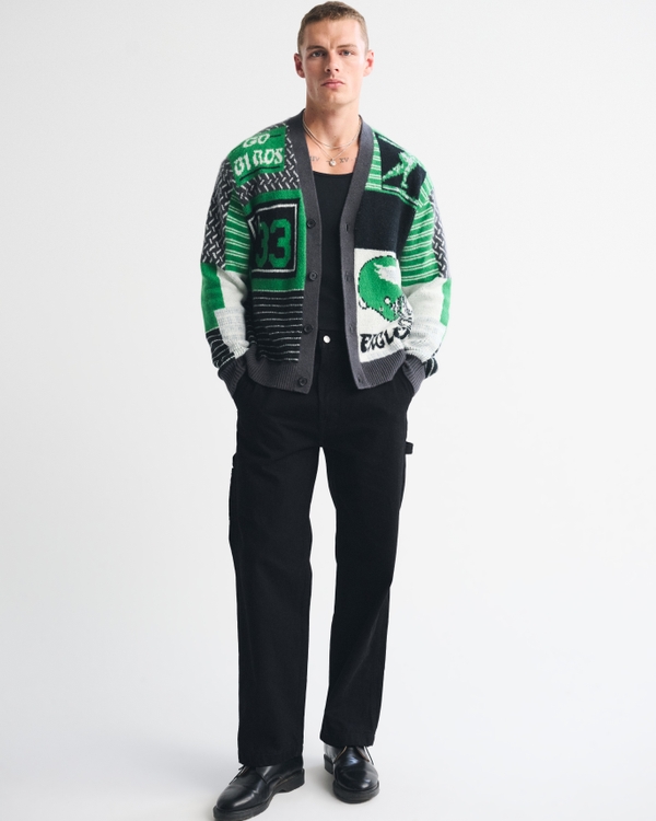 Philadelphia Eagles Patchwork Cardigan, Green-eagles view 2