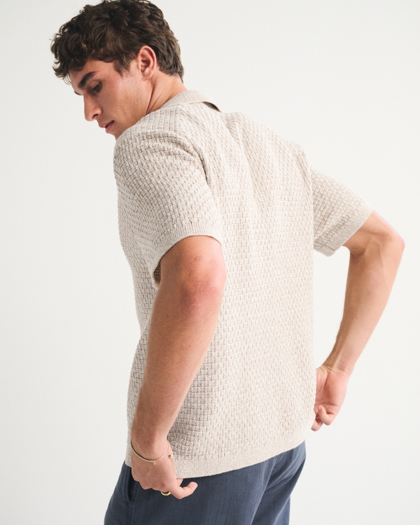 Men's 100% Cotton Space-Dye Button-Through Sweater Polo | Men's