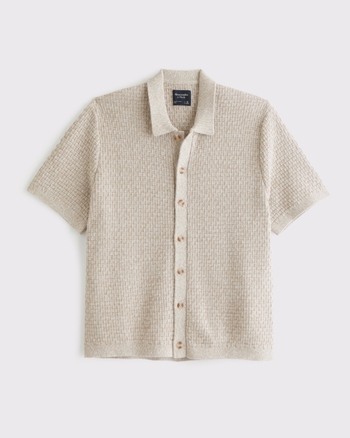 100% Cotton Space-Dye Button-Through Sweater Polo from Abercrombie & Fitch - $75