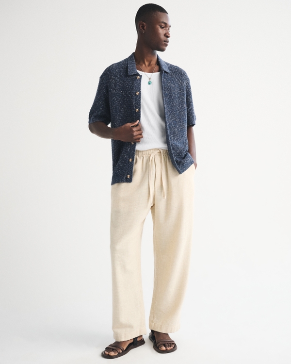 100% Cotton Space-Dye Button-Through Sweater Polo, Sapphire view 2
