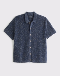 100% Cotton Space-Dye Button-Through Sweater Polo