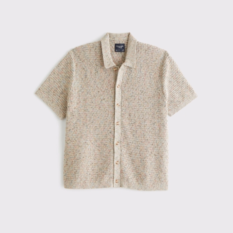 Мужские свитеры Abercrombie & Fitch 100% Cotton Space-Dye Button-Through Sweater Polo