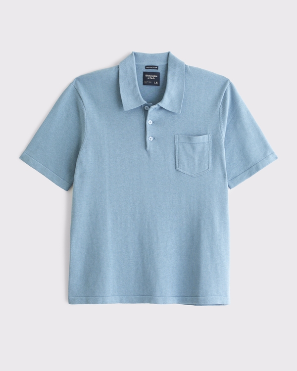 100% Pima Cotton Sweater Polo, Light Blue view 1
