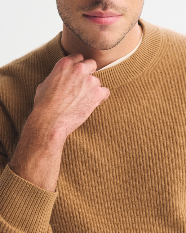 100% Cashmere Crew Sweater, Light Brown view 2