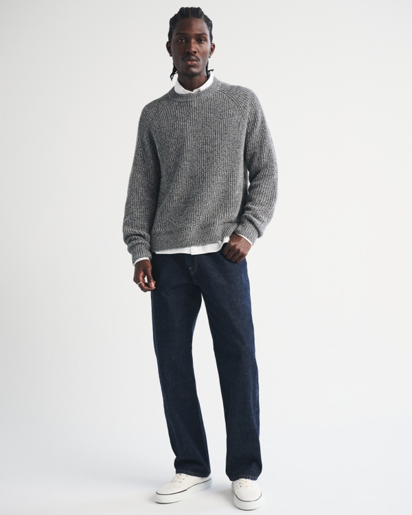 100% Cotton Crew Sweater, Gray Marl view 2