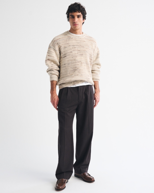 A&F Essential Crew Sweater, Cream Stripe view 2