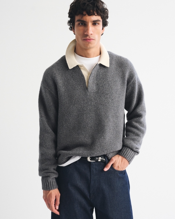 Rugby Sweater Polo, Gray view 1