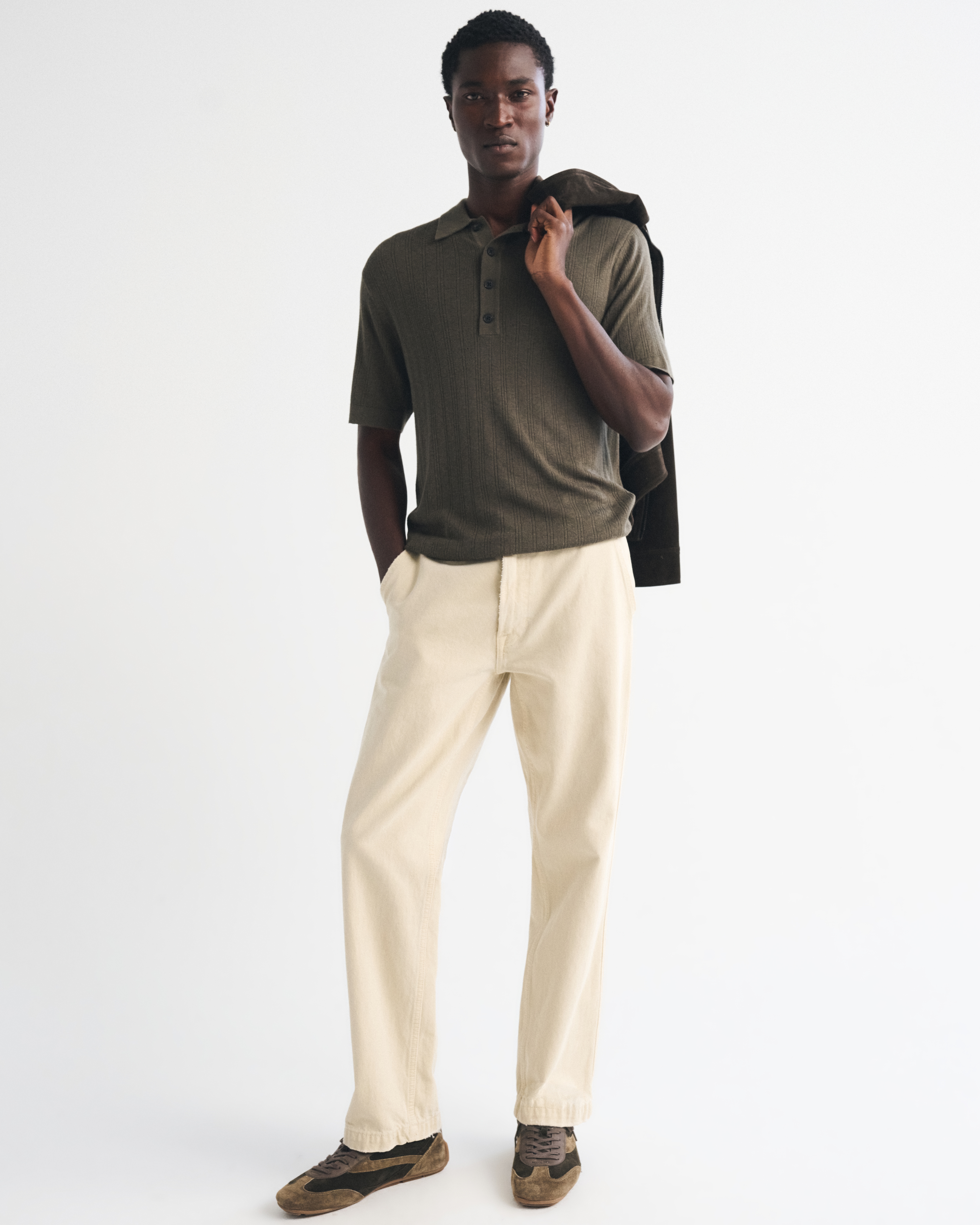 Мужские рубашки Abercrombie & Fitch 4-Button Sweater Polo, цвет: Коричневый — фото 3