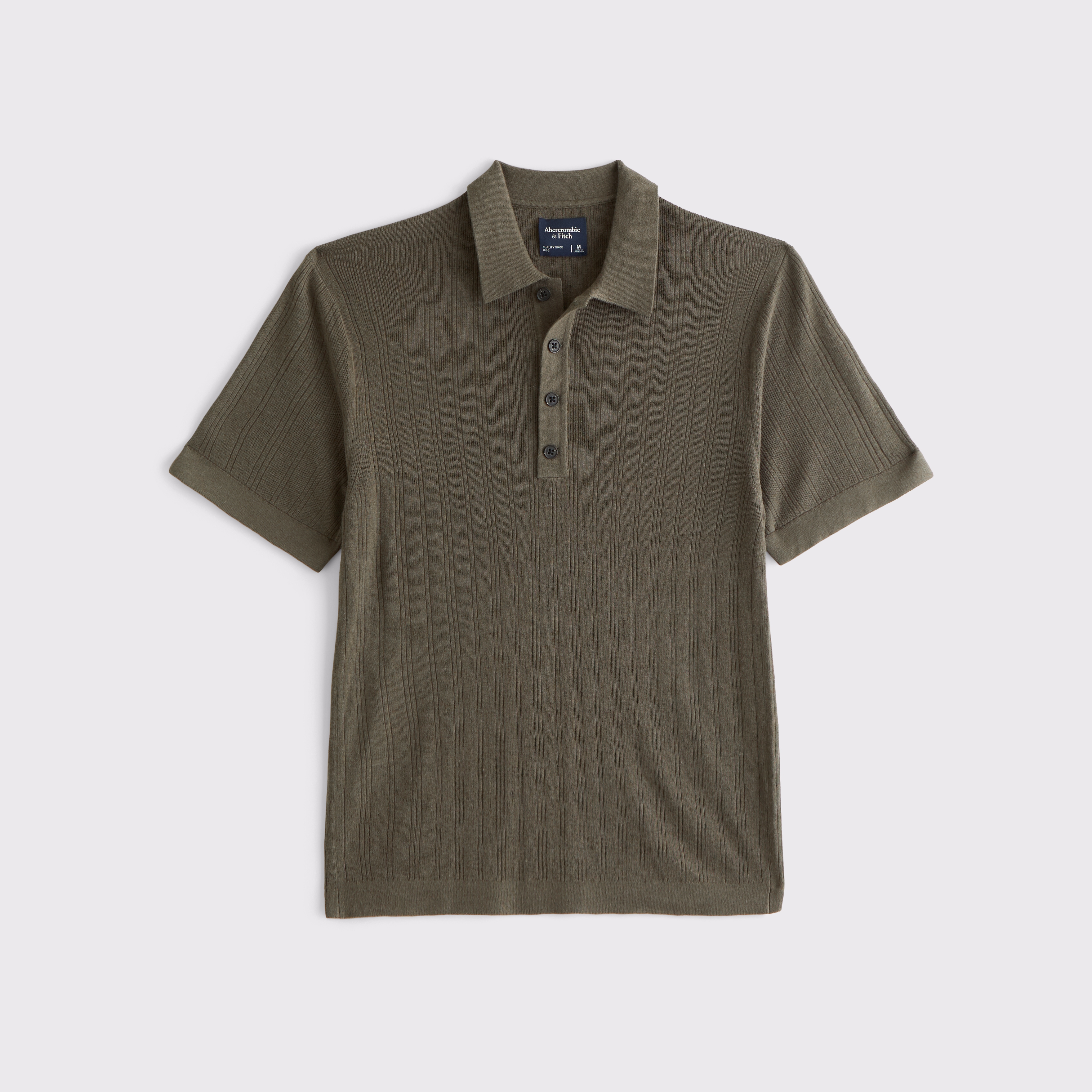 Мужские рубашки Abercrombie & Fitch 4-Button Sweater Polo, цвет: Коричневый — фото 1