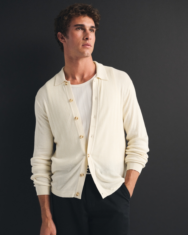 Long-Sleeve Button-Through Collared Sweater - thumbnail 7