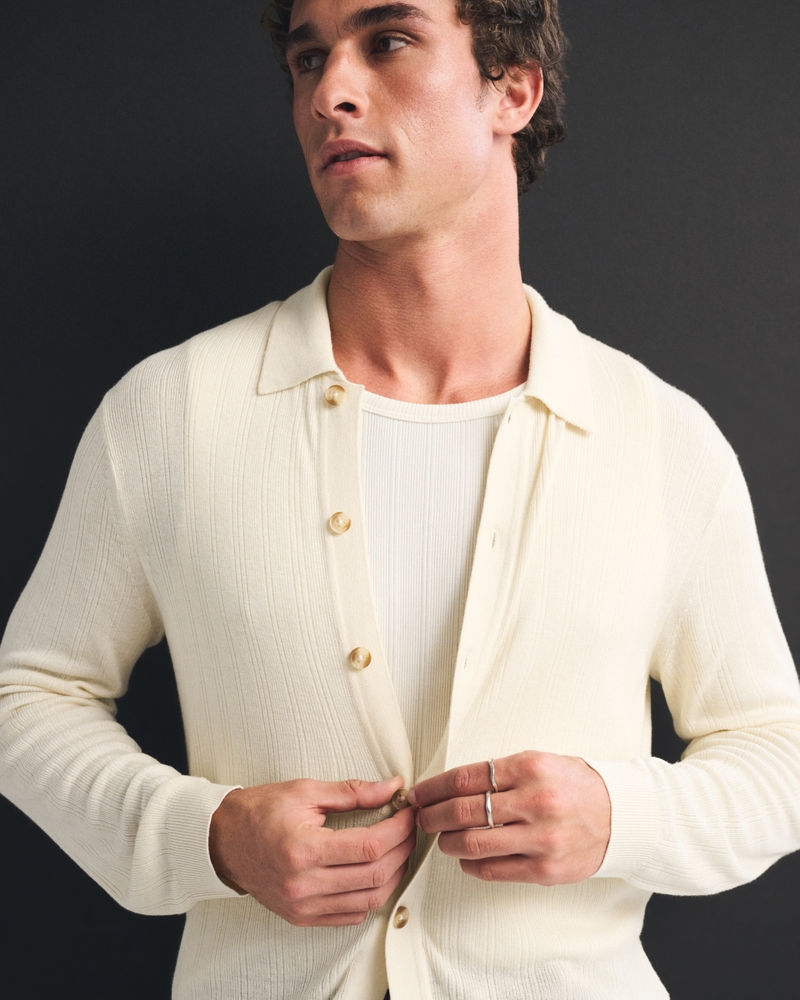 Long-Sleeve Button-Through Collared Sweater - thumbnail 8