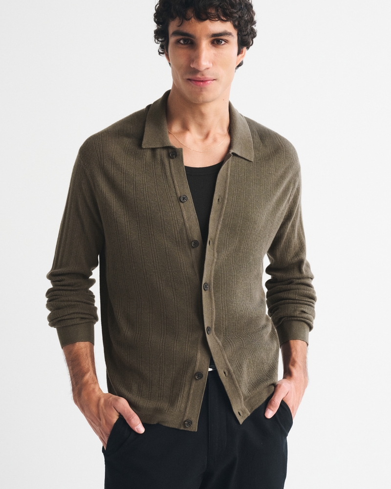 Long-Sleeve Button-Through Collared Sweater - thumbnail 3