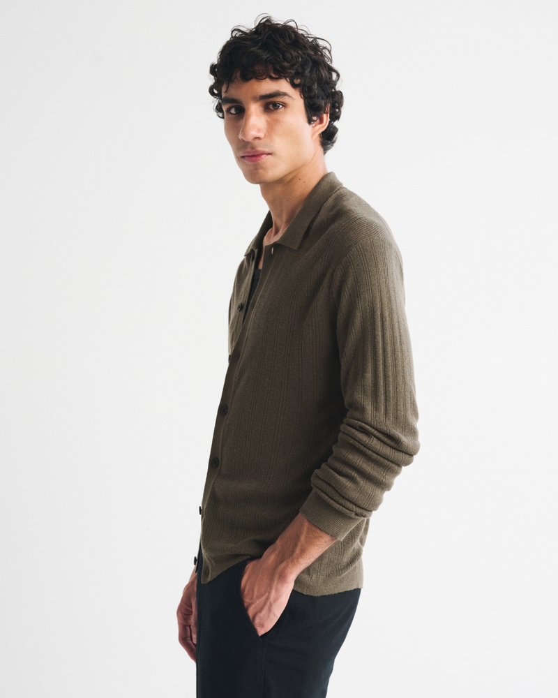 Long-Sleeve Button-Through Collared Sweater - thumbnail 4