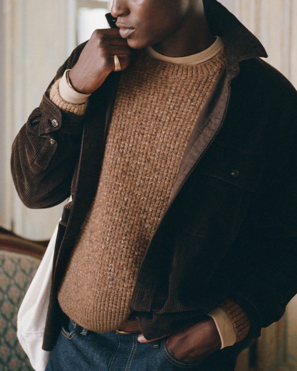 A&F Essential Crew Sweater, Light Brown view 2