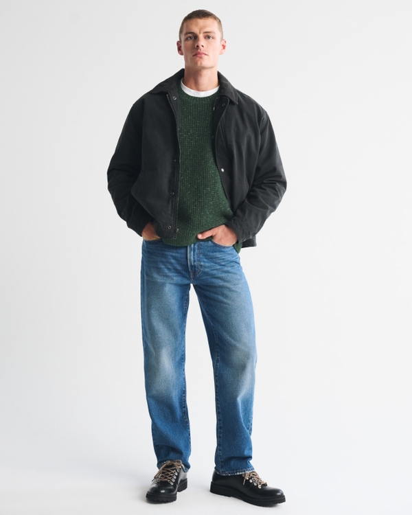 A&F Essential Crew Sweater, Dark Spruce view 2