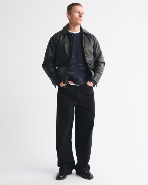 A&F Essential Crew Sweater, Deep Navy view 2