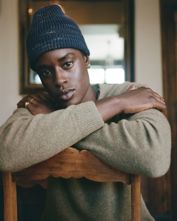 100% Merino Wool Crew Sweater, Olive Green view 1