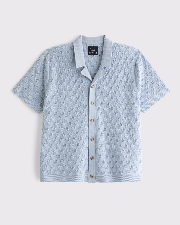 100% Cotton Button-Through Sweater Polo, Sky Blue view 1