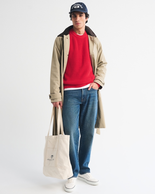 100% Cotton Crew Sweater, Vivid Red view 2
