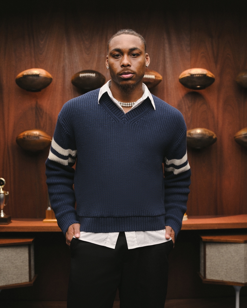 100% Cotton Rib V-Neck Sweater