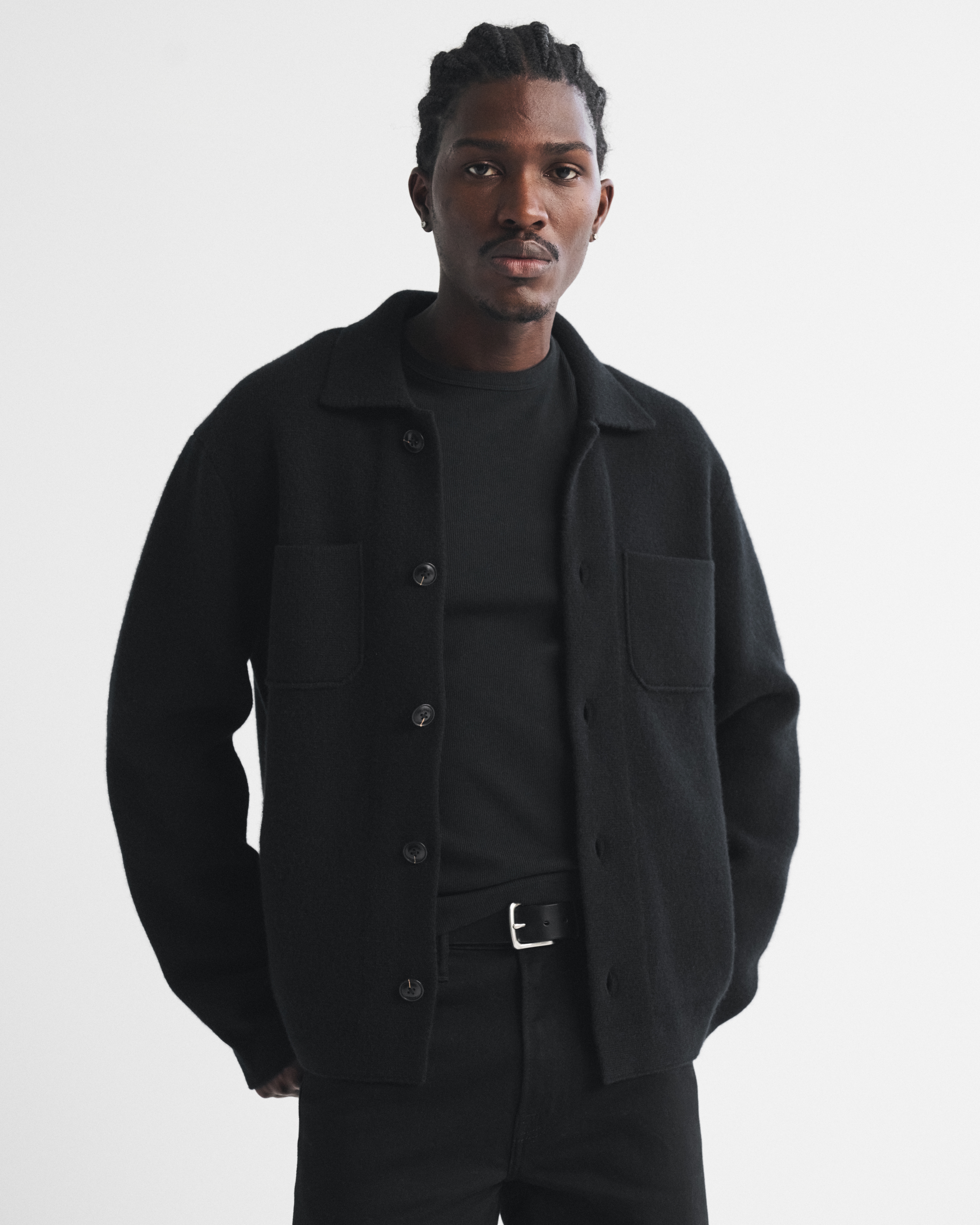 Мужская куртка Abercrombie & Fitch 100% Merino Wool Shirt Jacket, цвет: Чёрный — фото 2