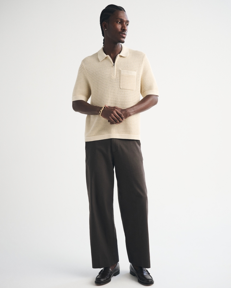 Men's 100% Cotton Zip Sweater Polo | Men's Tops | Abercrombie.com