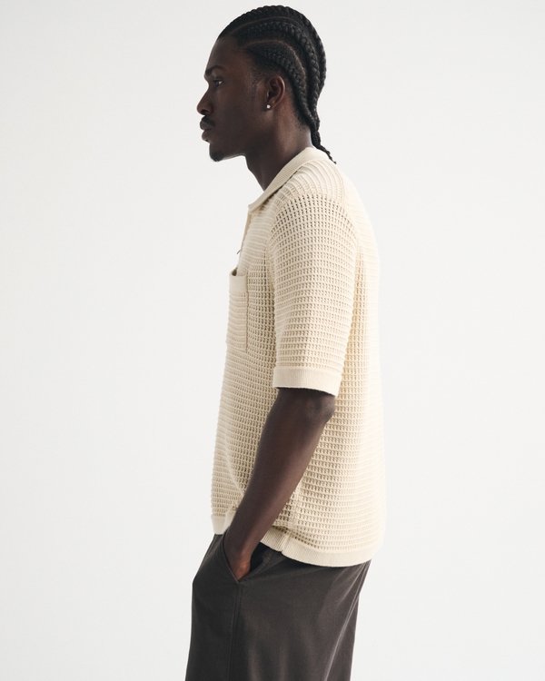 Men's 100% Cotton Zip Sweater Polo | Men's Tops | Abercrombie.com