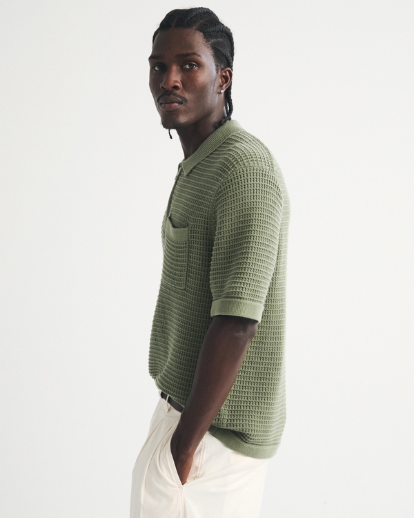 Men's 100% Cotton Zip Sweater Polo | Men's Clearance | Abercrombie.com