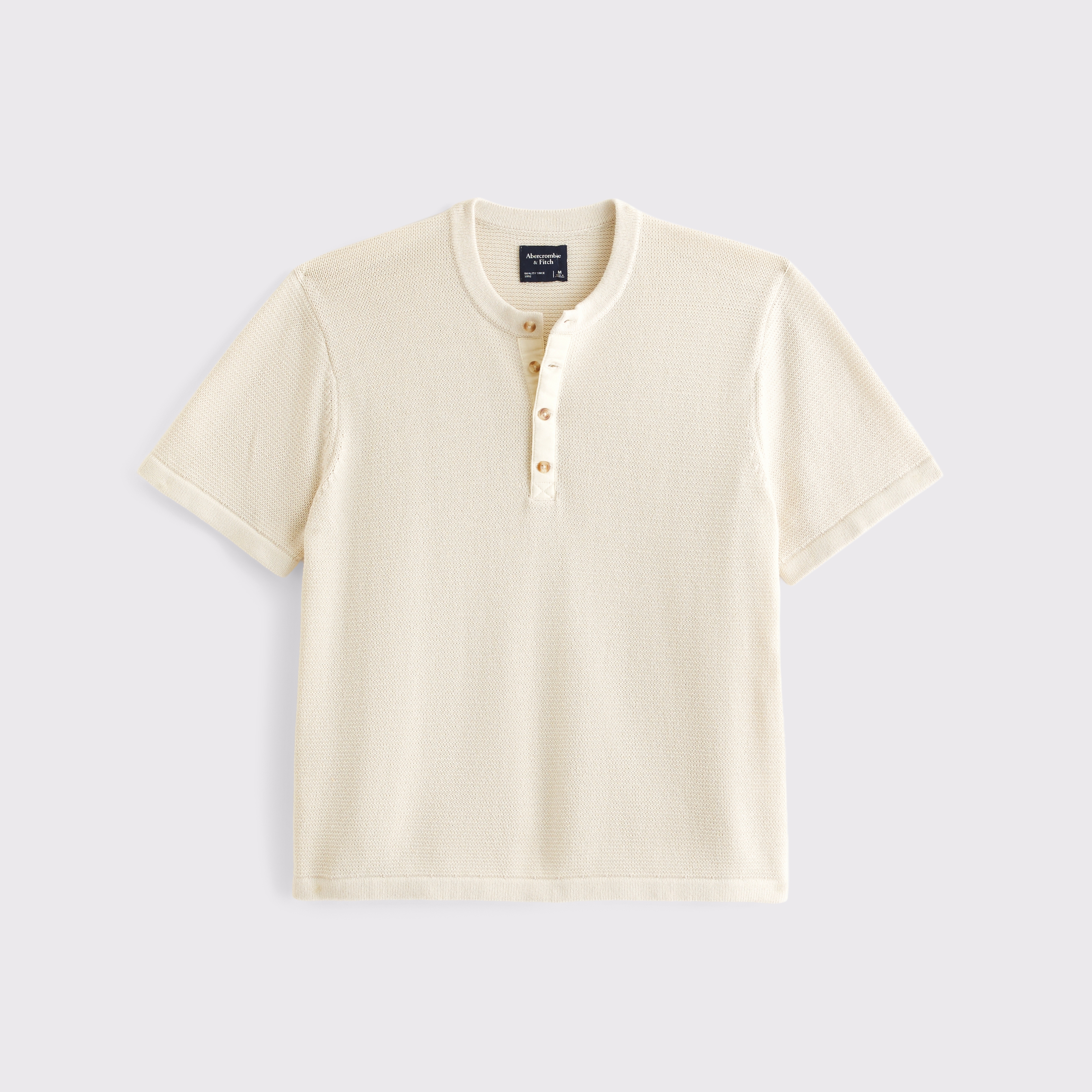 Мужской свитер Abercrombie & Fitch Henley Sweater Tee, цвет: Тёплый бежевый — фото 1