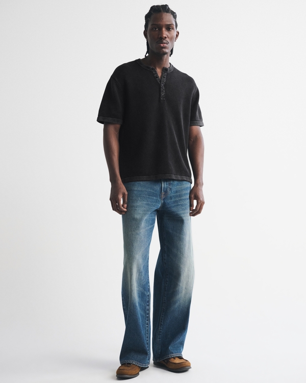 Henley Sweater Tee, Black view 2