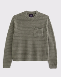 100% Cotton Pocket Crew Sweater