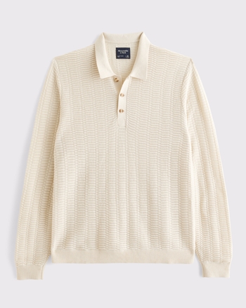 100% Pima Cotton Long-Sleeve Sweater Polo