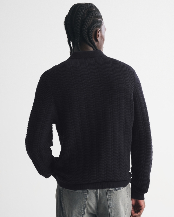 100% Pima Cotton Long-Sleeve Sweater Polo