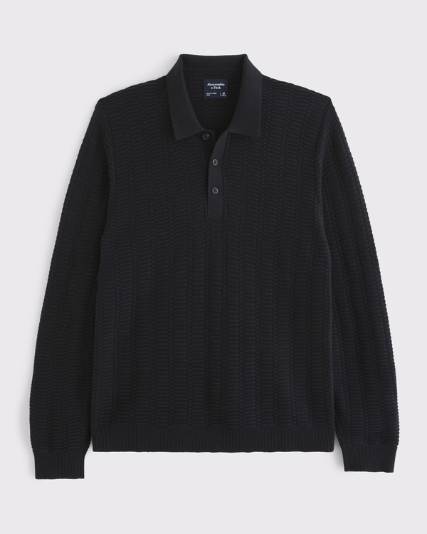 100% Pima Cotton Long-Sleeve Sweater Polo