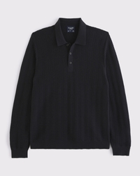 100% Pima Cotton Long-Sleeve Sweater Polo