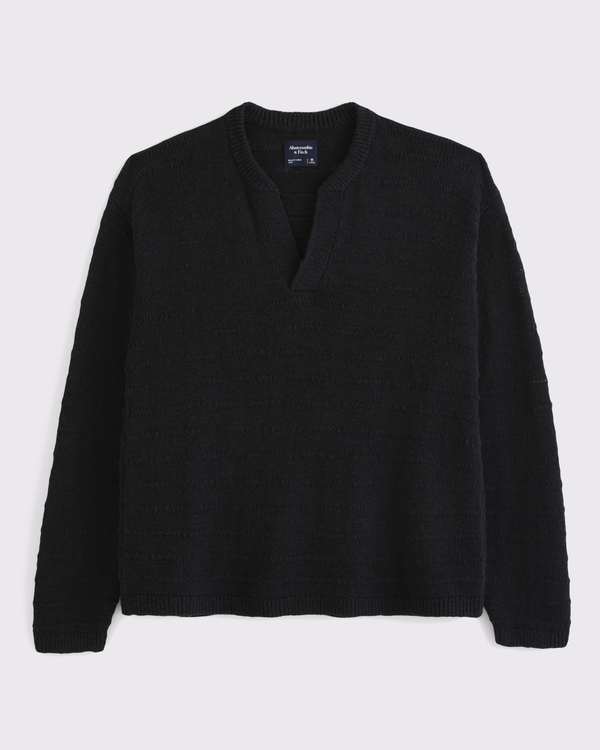 Notch-Neck Sweater, Black view 1