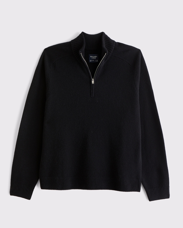 100% Merino Quarter-Zip Sweater, Black view 1