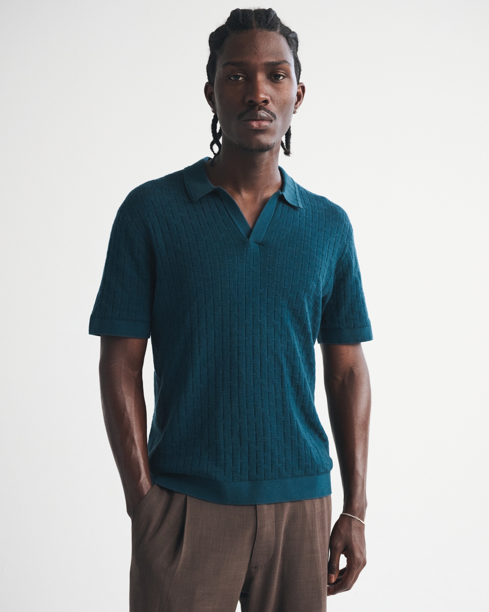 100% Cotton Johnny Collar Sweater Polo