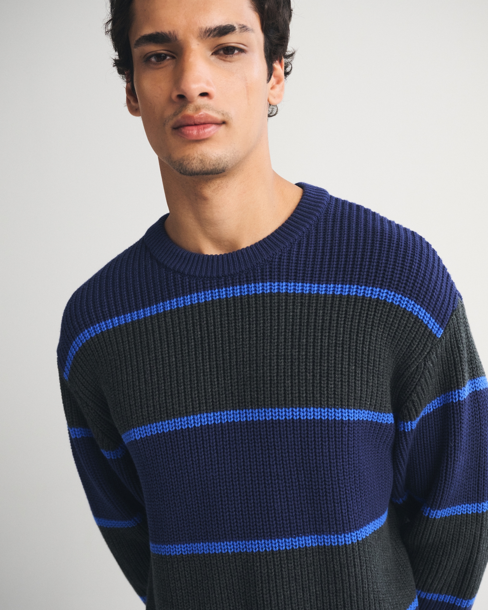 A&F Essential 100% Cotton Striped Crew Sweater
