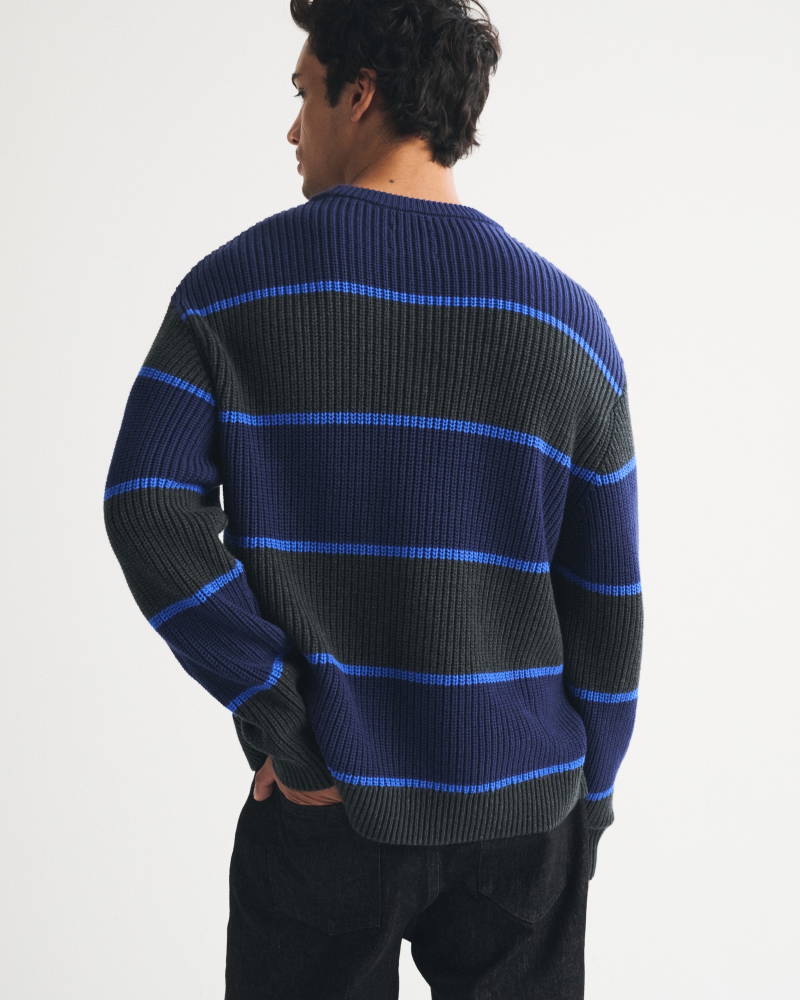 A&F Essential 100% Cotton Striped Crew Sweater